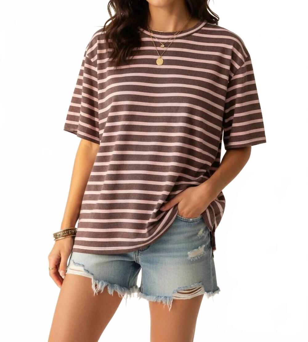 NEW UMGEE oversized relaxed fit stripe top in mauve